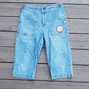 Vintage 90s y2k Winnie The Pooh‎ Tigger Blue Jean Denim Cargo Cropped Capris 5/6